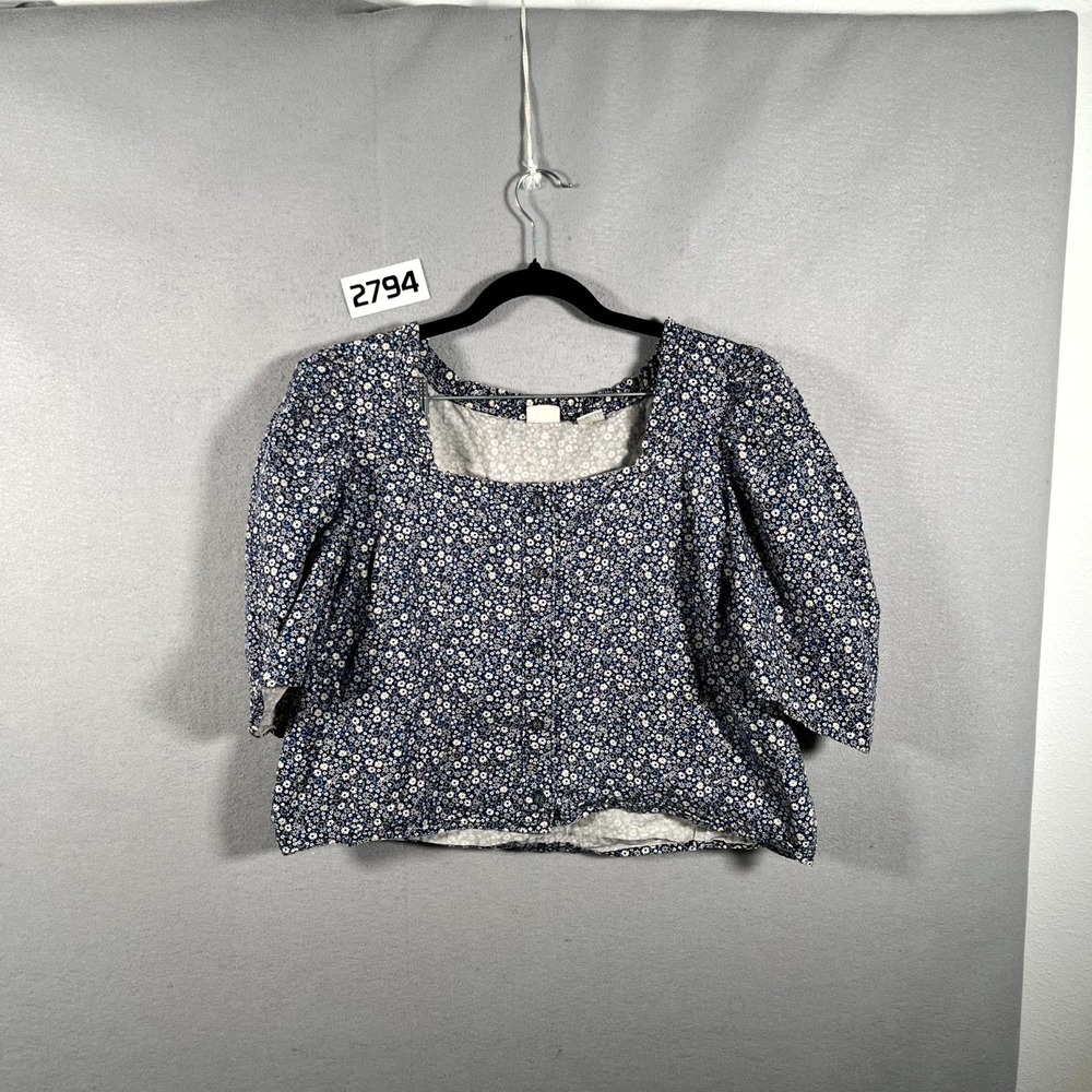 Levi's Joella Cropped Blouse Top Womens 2X Multicolor Floral Cotton Button Up